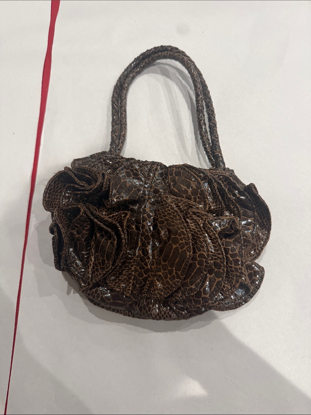 Sondra Roberts Brown Textured Ruffle wristlet